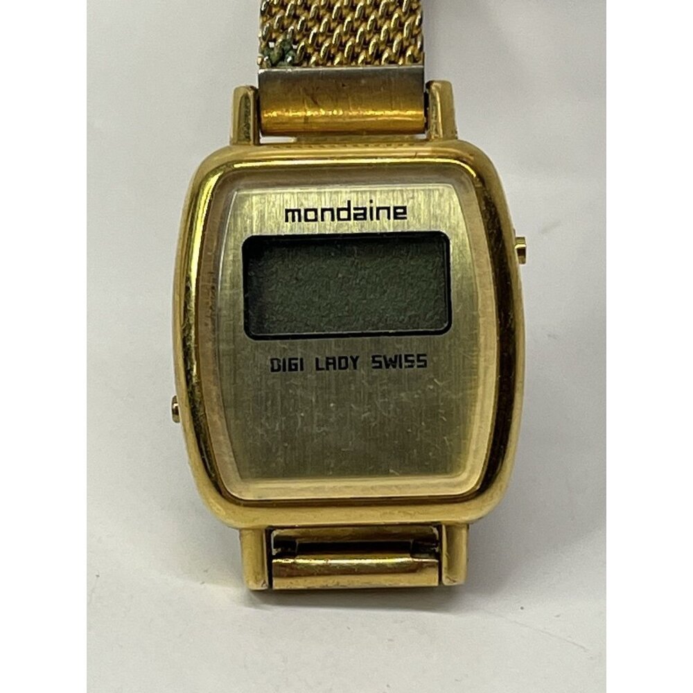 Mondaine Swiss Womens Watch Digital Ladies Digi Lady Gold Tone